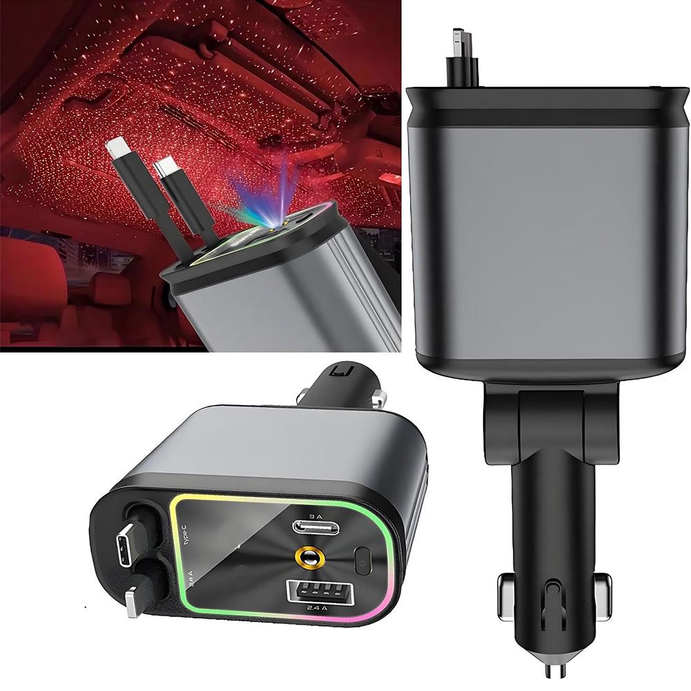 4 in 1 Retractable Car Charger Starlight