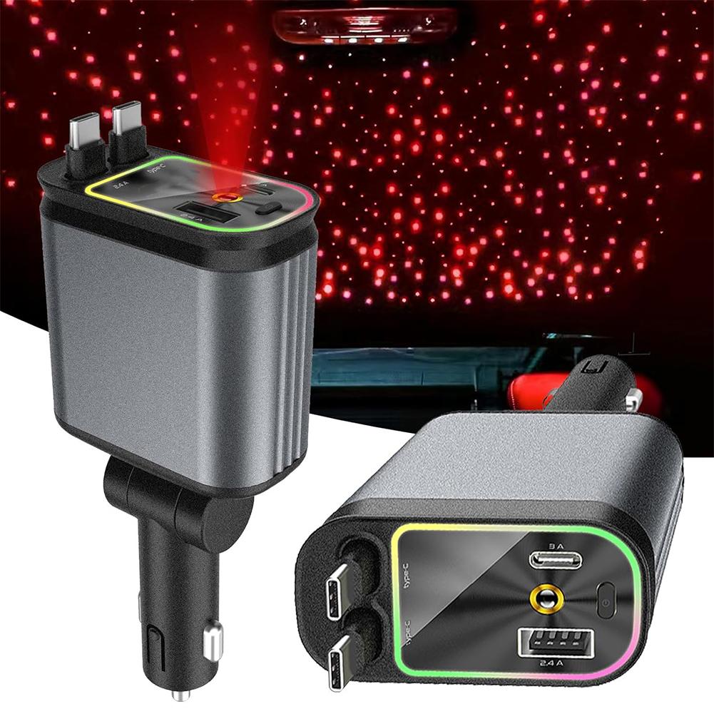 4 in 1 Retractable Car Charger Starlight